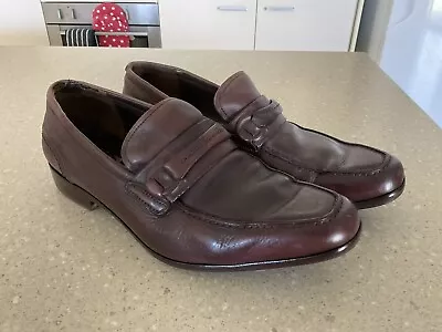 Salvatore Ferragamo Mens Brown Italian Leather Loafers Size 8.5 *faults* • $149.95