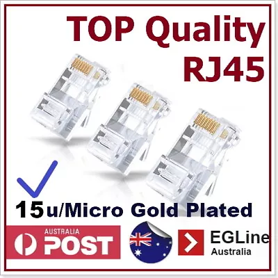 Pro RJ45 Crimp Plug Cat5E Network Cable Connector UL Listed 15u/micron Gold • $15.05