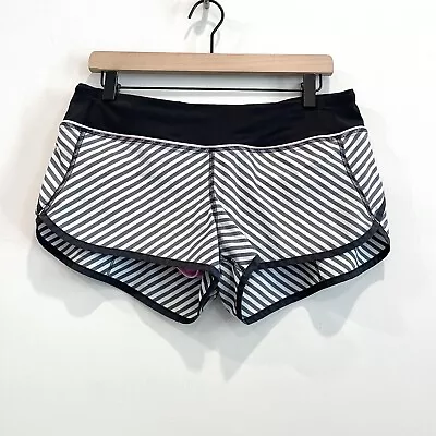 Lululemon Women's 8 Striped Run Speed Shorts 2.5  Inseam Black Grey White Pink • $19.99