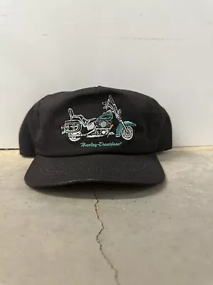 Harley Davidson Motorcycles VTG Logo Trucker Hat Made In USA Strapback Black • $29.99