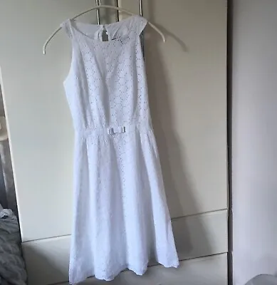 Tara Jarmon White Broderie Fab Vintage Dress Size 38/ Uk Small 10 VGC  • £22
