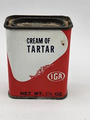 Vintage Early Spice Tin IGA Grocery Stores Cream Of Tartar & Contents Partial • $14.99