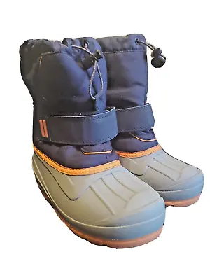 Boys Snow Boots Sz 4 Cat Jack Thermolite Ecomade Insulated Blue Gray • $17.34