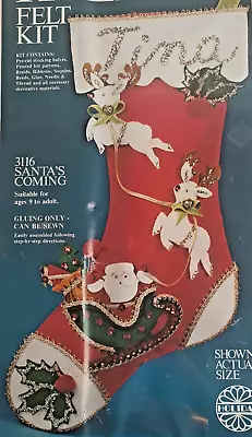 Vintage Walco Stocking Kit Santa's Coming Christmas Felt Applique Sleigh 3116 • $42.49