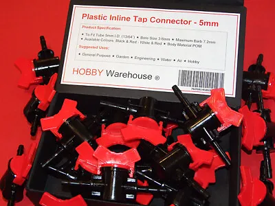 5mm Inline Tap Connector Barbed Plastic Shut Off Valve Water Hose Garden And DIY • £6.55