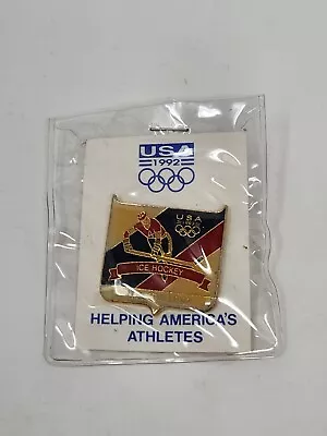 USA Ice Hockey Albertville 92 Olympics Winter Vintage Pin 1992 90s • $8.95
