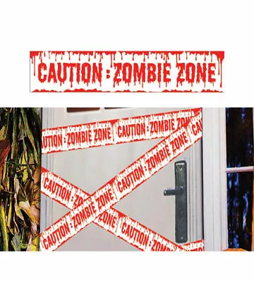 Caution Zombie Zone Tape Blood Halloween Horror Party Partyware Prop Decoration • £3.99