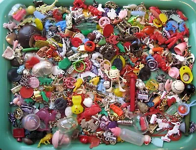 VTG Cracker Jack Plastic Metal GUMBALL CHARM Toy Prize Mixed Huge Lot Of 300+ • $148