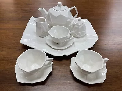 Umbra  Shatter  Modernist Geometric Bone China Tea Set Designed By Bill Harvey • $895