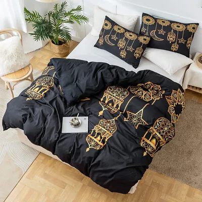 3D Moon Star Street Lamp Black Quilt Cover Set Duvet Cover Bedding Pillowcases • $67.49