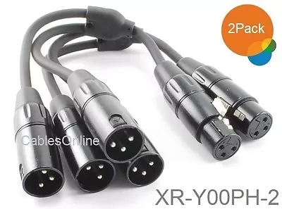 2-Pack 6-inch Pig-Hog XLR (3-Pin) Female Jack To 2-XLR Male Y-Splitter  Cables • $20.98