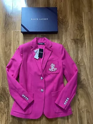 Ralph Lauren Ladies Pink Crested Tailored Blazer Jacket Size S BNIB • £129
