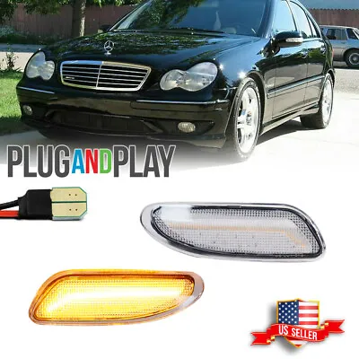Clear Amber LED Side Marker Lights For 01-07 Mercedes Benz W203 C-Class C200 300 • $29.99