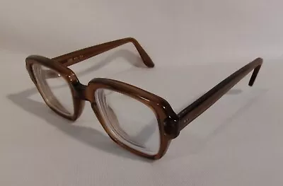 USS Military Eyeglasses Brown Amber Glasses 4 1/2 5 3/4 48 22 Frames Vintage • $21.95