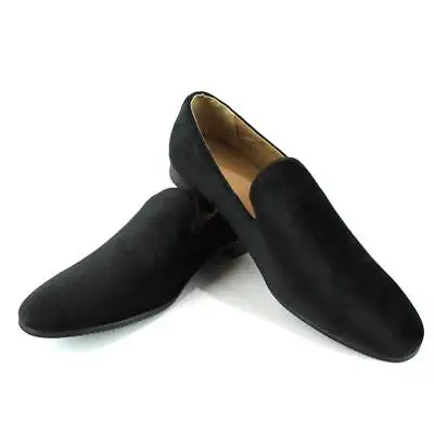 Black Velvet Slip On Loafers Men's Dress Shoes Modern Formal Footwear By AZAR  • $38.99