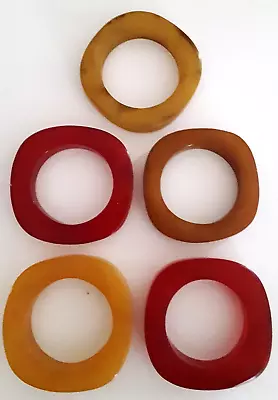 5 VINTAGE BAKELITE BUTTERSCOTCH NAPKIN RINGS Not Perfectly Round Tested • $69.99