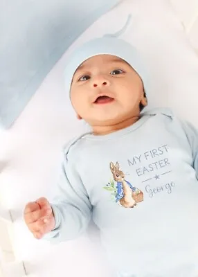 £6.99 • Buy My First Easter Blue Rabbit Blue Babygrow L New Baby | Easter Personalised
