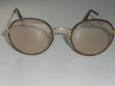 $559.99 • Buy 50[]21mm B&L RAY-BAN BROWN PHOTOCHROMIC ROUND LEATHERS AVIATOR SUNGLASSES MINT