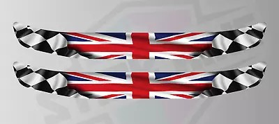 Union Jack Chequered Flag Helmet Visor Sunstrip Screen Sticker Decals - 300mm • £8.40