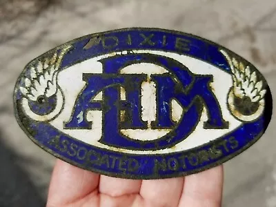 1910's Dixie Associated Motorists Porcelain Car Badge Emblem Sign Tag Topper AAA • $325