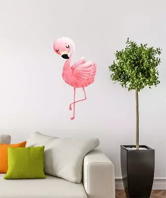 Cute Flamingo Flower Watercolour Vinyl Sticker Summer Wall Nursery Decal A845 • £3.99