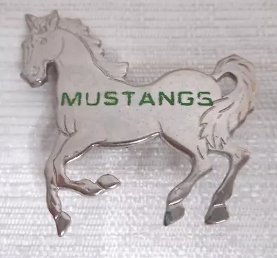 Mustangs Brooch Pin Silver-tone Metal 1 1/2  Wide School College See Description • $10