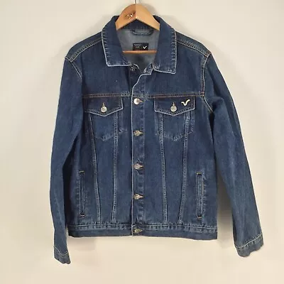 Vol Jeans Mens Denim Jacket Size M Blue Cotton Long Sleeve Collar 067574 • $39.95