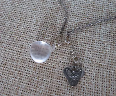 Jes Maharry Sterling Silver Guardian Angel Heart Necklace With White Quartz 20  • $155