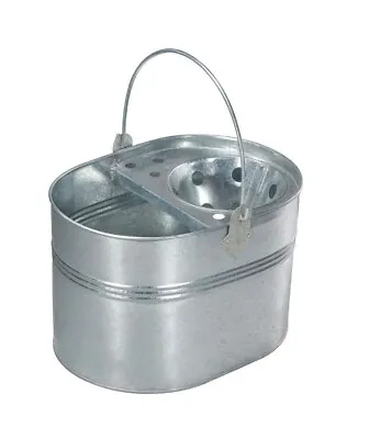 Mop Bucket Galvanised Metal Heavy Duty Cleaning Home Basket Strong Handle  • £11.75