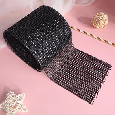 Diamante Sparkle Effect Mesh Ribbon Trimming - Black - Cake Bridal Craft • £2.35