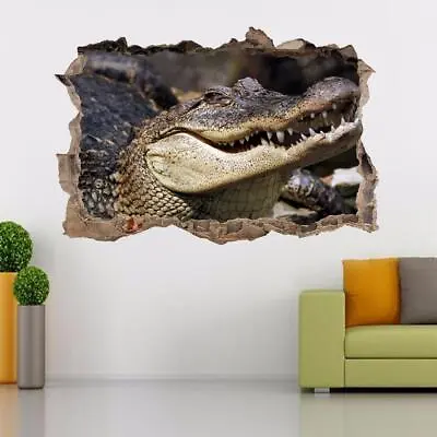Crocodile Alligator Reptile Smashed Wall Decal Graphic Sticker Art Mural FS • $24.05