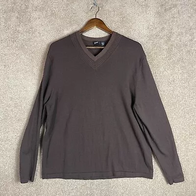 Hugo Boss Sweater Mens Size XL Brown V Neck Stretch Virgin Wool Pullover Casual • $31.49