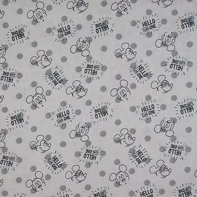 Disney Fabric - Hello Little One Mickey Mouse Tonal Gray - Springs YARD • $10.98