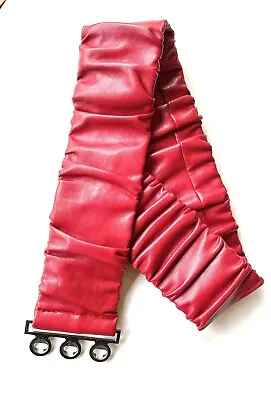 Belt 80s Red Stretch Silver Hardware 28-30inch Fit Pleather TV Costume Pop • £12