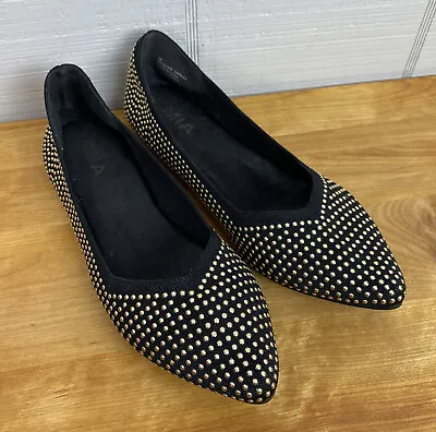 MIA Haisley Black Silver Studded Ballet Flats Pointed Almond Toe Size 9 • $14.99