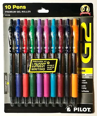 PILOT G2 Premium Rolling Ball Gel Pens - Fine Point - Assorted Colors - 10pk NEW • $13.83