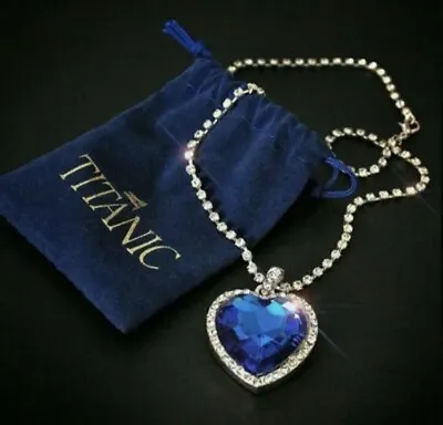 £7.39 • Buy Gorgeous Titanic Heart Of Ocean Necklace Plus Velvet Bag UK Stock Limited Offer 