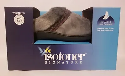 Isotoner Signature® Women's Microsuede Hoodback Slipper Ash 7.5-8 NIB • $10.99