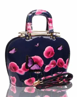 £27.99 • Buy New Womens Butterfly & Poppy Flower Print Handbag Tote Hobo Shopper Shoulder Bag