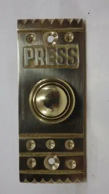 Rectangular Patterned Brass70 X 28 Mm 12 V Wired Door Bell Pressbutton4143 • $32