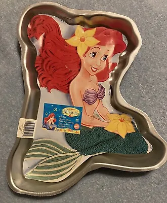 Disney's LITTLE MERMAID ARIEL Aluminum Cake Pan + Bonus Plastic ARIEL Wilton New • $25