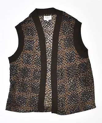 £8.48 • Buy LUISA SPAGNOLI Womens Sleeveless Cardigan Sweater UK 12 Medium Brown AZ09