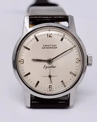 Vintage 1950s CROTON Equator Mens Wristwatch Stainless Venus 180 17j  SERVICED • $135