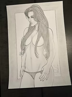 Original Comic Art Sexy Mary Jane 16x11 Drawing Sketch Pinup Signed BIG • $22.99