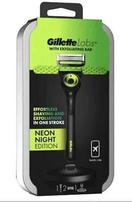 Gillette Labs Neon Razor With Travel Case 2 Blade Refills And Magnetic Stand • £14