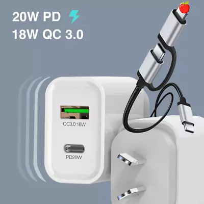 20W USB Type C Wall Charger Fast PD Dual Power Adapter For IPhone 13 12 Android • $11.66