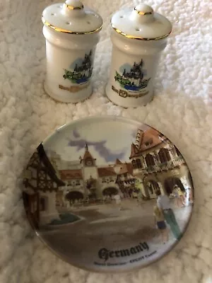 Reutter Porzellan Germany Plate Walt Disney World Epcot Center  1986 Salt Pepper • $16