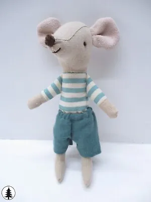 Maileg Big Brother Mouse Doll W/ Matchbox Bed Modern Classic Striped • $45
