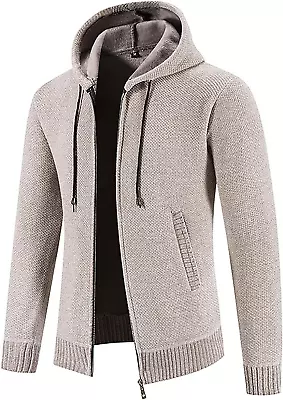 Men'S Fleece Lined Cardigan Hoodies For Men Sherpa Lined Full Zip Sweater Jacket • $54.17