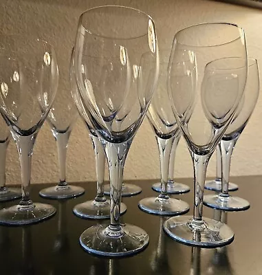 Mikasa Crystal Wine Glasses Azure Blue Set Of Eleven • $110